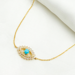 Load image into Gallery viewer, BFG60727TQ. 14k Solid Gold Diamond and Gemstone Eye Bracelet