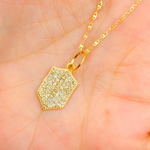 Load image into Gallery viewer, GDP610. 14K Solid Gold Shield Charm with Diamonds