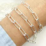 Load image into Gallery viewer, Sterling Silver Diamond Cut Paperclip Link Chain