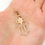 Load image into Gallery viewer, DP597. Diamond & Sterling Silver Star Hamsa Pendant