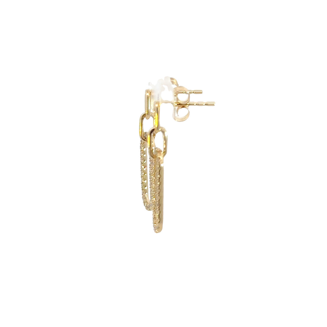 14k Solid Gold Diamond Paperclip Dangle Earrings. EFG52674