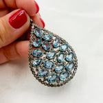 Load image into Gallery viewer, DSP022. Diamond Sterling Silver Drop Pendant With Gemstone