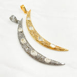 Load image into Gallery viewer, Diamond Sterling Silver Moon Pendant with Polki Diamond