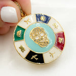 Load image into Gallery viewer, Shop Now Silver Round Skull Enamel Pendants