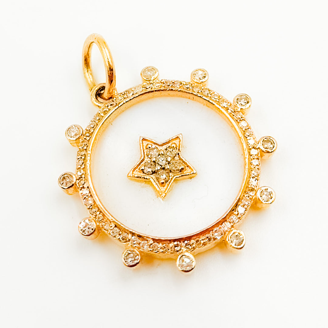 Buy Solid Gold Mother of Pearl, Diamonds Star Pendants