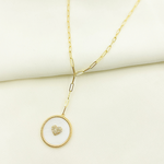 Load image into Gallery viewer, NFC71046MOP. 14k Solid Gold Paperclip Necklace with Mother of Pearl Charm