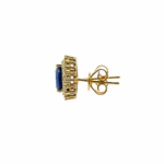 Load image into Gallery viewer, ER113641. 14k Solid Gold Diamond and Gemstone Oval Stud Earrings