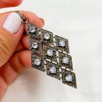 Load image into Gallery viewer, DP170. Diamond Sterling Silver Rhombus Shape Pendant with Gemstone