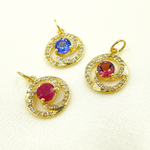 Load image into Gallery viewer, 14K Solid Gold Diamond Circle Charm. GDP129