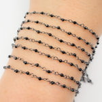 Load image into Gallery viewer, Black Spinel Oxidized Wire Wrap Chain