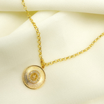 Load image into Gallery viewer, GDP01. 14K Solid Gold with Diamonds Circle Shape Charm with Star in the Center