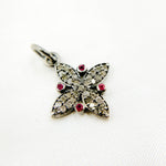 Load image into Gallery viewer, DC218. Diamond Sterling Silver Flower Pendant with Gemstone