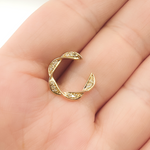Load image into Gallery viewer, EFB52071. 14K Solid Gold and Diamonds Semi Circle Earrings