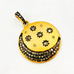 Load image into Gallery viewer, DP436. Diamond Sterling Silver Round Star and Moon Pendant
