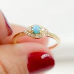 Load image into Gallery viewer, 14K Solid Gold Diamond and Turquoise Eye Ring.