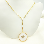 Load image into Gallery viewer, NFC71046MOP. 14k Solid Gold Paperclip Necklace with Mother of Pearl Charm