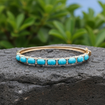 Load image into Gallery viewer, CB97340TQ6X4. 18K Solid Gold Diamond & Turquoise Bangle