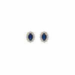 Load image into Gallery viewer, ER117581. 14k Solid Gold Diamond and Gemstone Oval Stud Earrings