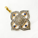 Load image into Gallery viewer, DP298. Diamond & Sterling Silver Flower Pendant with Gemstone