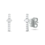 Load image into Gallery viewer, ER421149. 14K Solid Gold Diamond Bar Studs