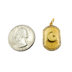 Load image into Gallery viewer, GDP91. 14K Solid Gold with Diamonds Plaque Shape Charm with Moon and Star in the Center