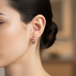 Load image into Gallery viewer, EHE56872. 14K Solid Gold Diamonds and Turquoise Hoops