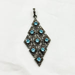 Load image into Gallery viewer, DP170. Diamond Sterling Silver Rhombus Shape Pendant with Gemstone