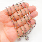 Load image into Gallery viewer, MSA39. Multi Sapphire Oxidized Wire Chain