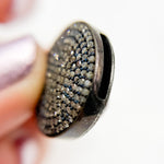 Load image into Gallery viewer, Pave Diamond &amp; 925 Sterling Silver Black Rhodium Circle Bead. DC952
