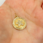 Load image into Gallery viewer, 14K Solid Gold Diamonds & Gemstone Star Round Charm. GDP361