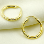 Load image into Gallery viewer, GER61. 14K Hollow Gold Diamond Cut Hoop Earrings