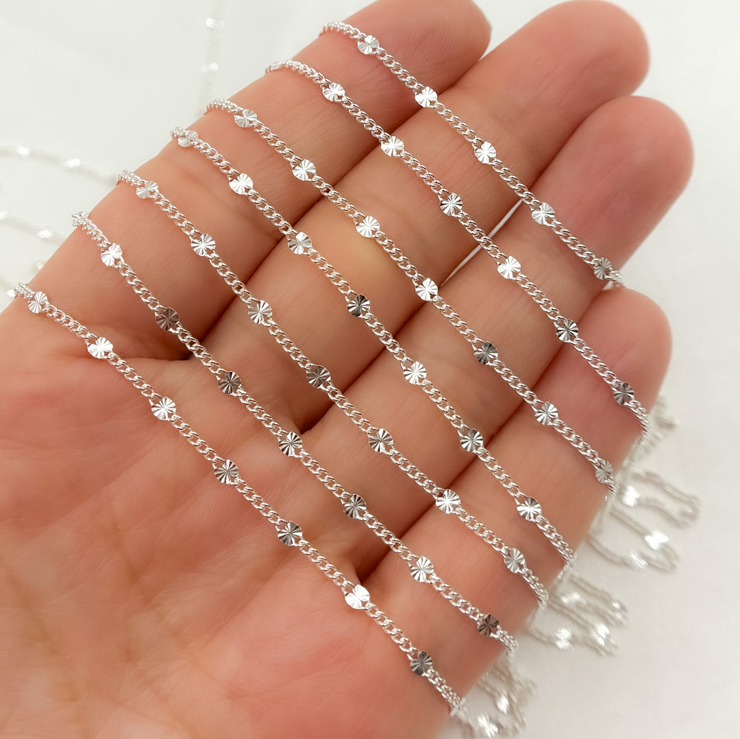 Sterling Silver Curb and Diamond Cut Marina Link Chains