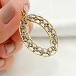 Load image into Gallery viewer, Buy Diamond Sterling Silver Oval Pendant with Flowers and Gemstone