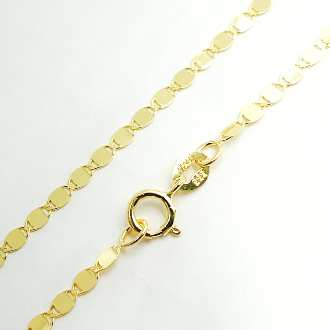 14K Solid Gold Mirror Marina Link Chain