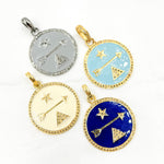 Load image into Gallery viewer, Diamond Sterling Silver Round Enamel Pendant