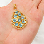 Load image into Gallery viewer, DSP03. Diamond Sterling Silver Tear Drop Shape Pendant with Gemstone