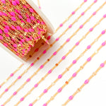 Load image into Gallery viewer, Gold Filled Pink Color Enamel Marina Link Chain