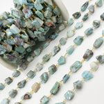 Load image into Gallery viewer, Buy Larimar Organic Flat Shape Gold Plated Wire Chain
