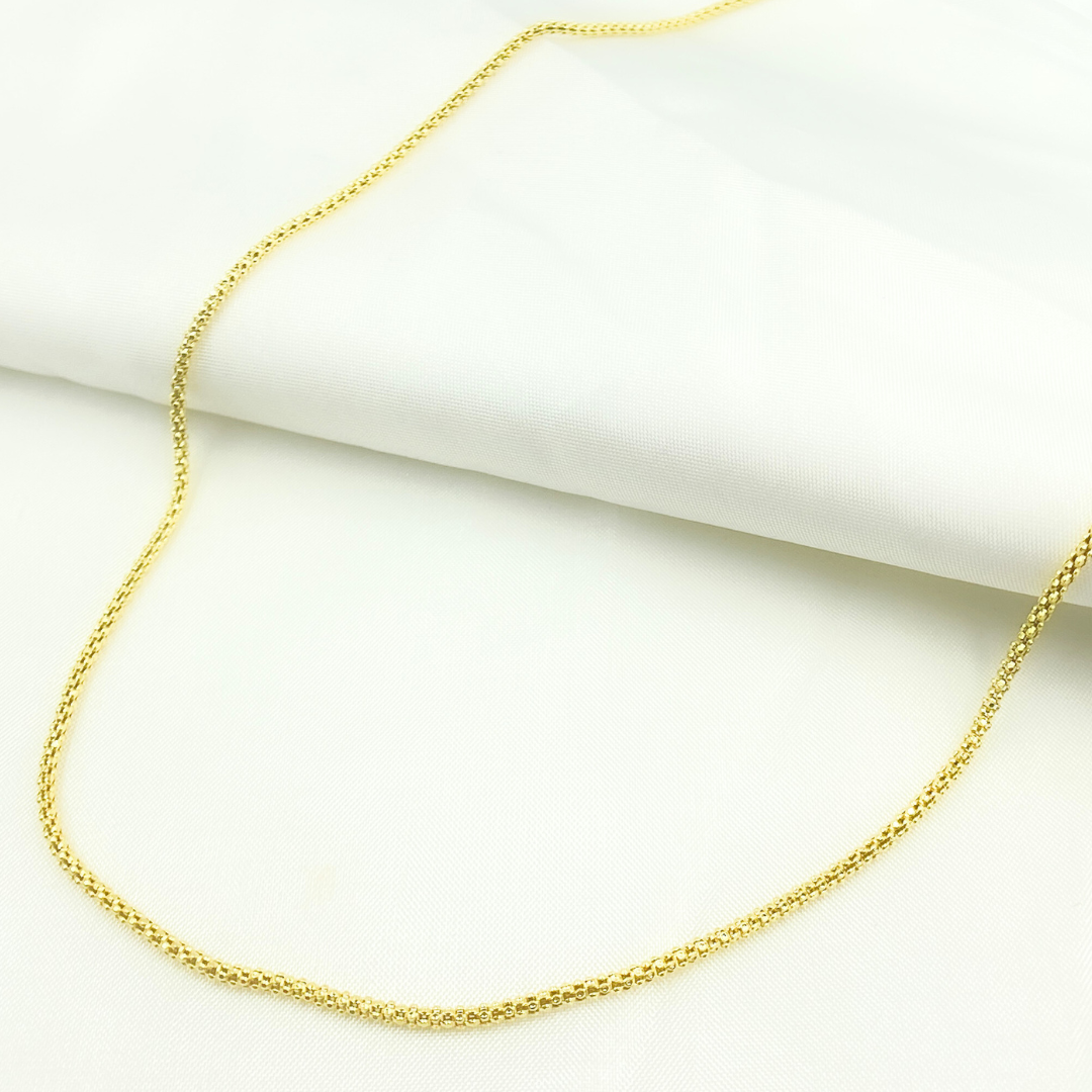 14k Solid Yellow Gold Popcorn Chain
