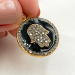 Load image into Gallery viewer, Shop Sterling Silver Round Hamsa Enamel Pendants