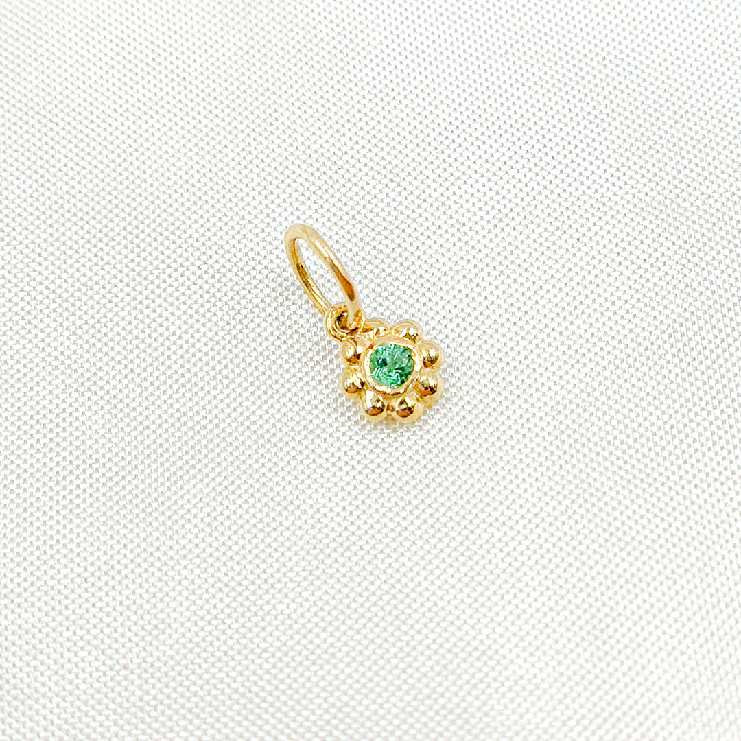 14K Solid Gold Diamond Flower Charm. GDP429