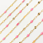 Load image into Gallery viewer, V295RSGF. 14K Gold Filled Rose Color Enamel with Paperclip and Diamond Cut Marina Links