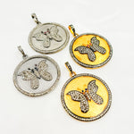 Load image into Gallery viewer, DP381. Diamond Sterling Silver Round Butterfly Pendant with Gemstone
