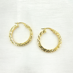Load image into Gallery viewer, GER166. 14K Gold Hollow Flat Diamond Cut Hoop