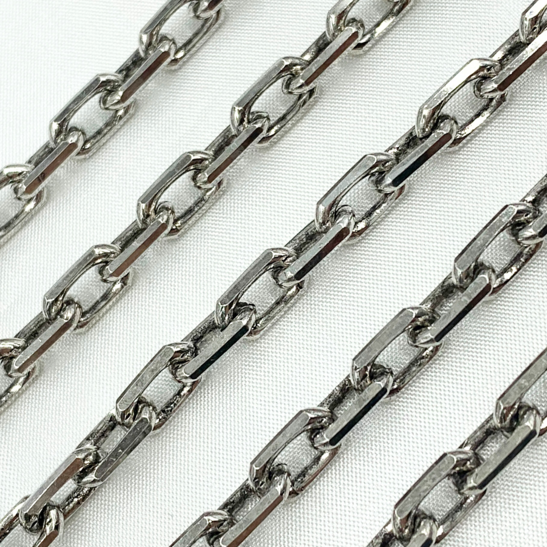 Oxidized Sterling Silver Diamond Cut Oval Link Chains