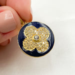 Load image into Gallery viewer, Buy Now Diamond Sterling Silver Round Flower Pendant with Gemstone