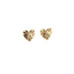Load image into Gallery viewer, EFD52829. 14k Solid Gold Diamond Heart Studs