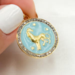 Load image into Gallery viewer, Shop Now Diamond Sterling Silver Round Leo Zodiac Enamel Pendant