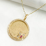 Load image into Gallery viewer, 14K Solid Gold Circle Flower Diamonds & Gemstone. KG166