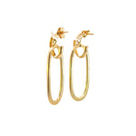 Load image into Gallery viewer, 14k Gold Flat Oval Hollow Dangle Earrings